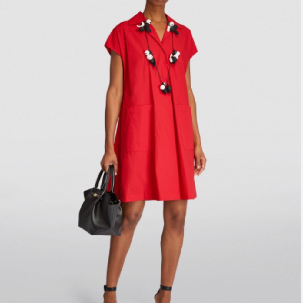 Max Mara Weekend Red Cotton Poplin Midi Dress - Size 2